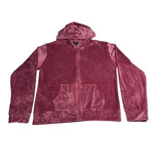 Cemite Velour Pink Zip-Up Hoodie Women's Size M